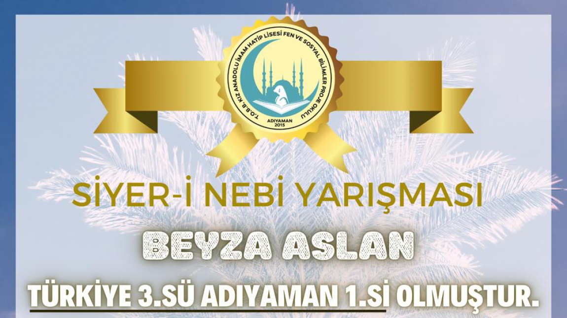 Öğrencimiz Beyza ASLAN Türkiye 3.Sü Oldu